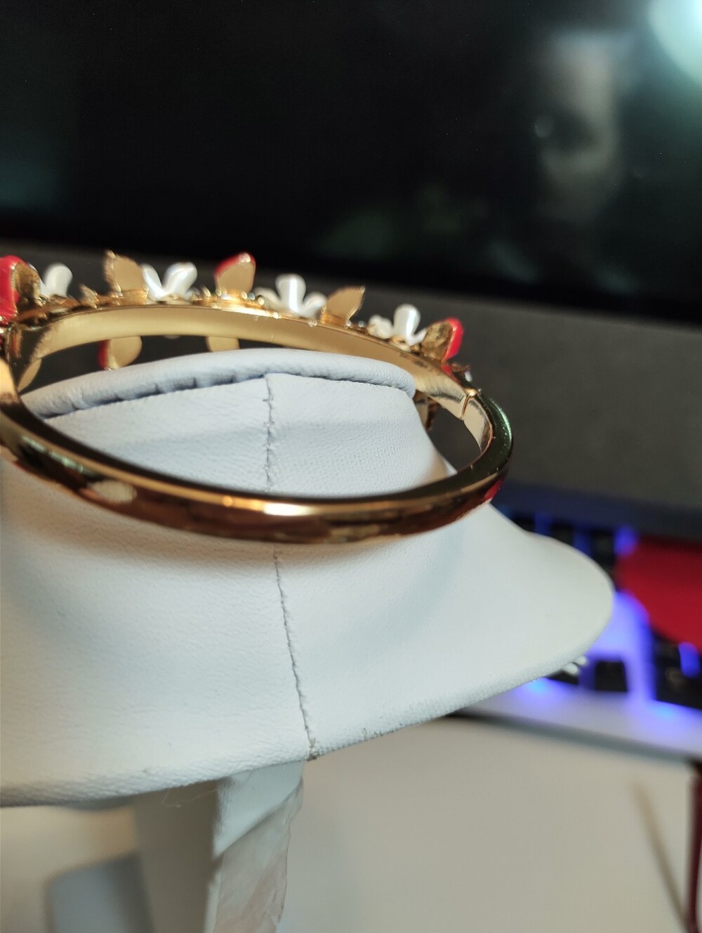 Floral & Strawberry Enamel Bracelet in Gold Tone - Picture 5 of 5